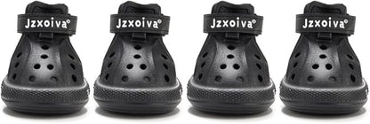 JZXOIVA Dog Shoes for Hot Pavement, Dog Booties for Small Dogs, Breathable Dog Boots &amp; Paw Protectors, Adjustable Non-Slip Dog Rain Booties, Waterproof Pets Sandals for Beach Black Size 2