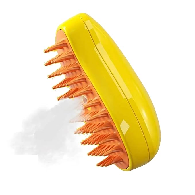3-in-1 Rechargeable Pet Hair Brush: Massager, Steamy Comb &amp; Self-Cleaning Mist Spray for Cats &amp; Dogs
