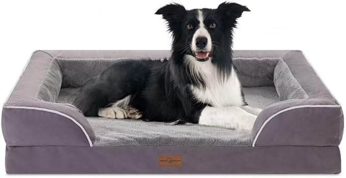 Comfort Expression Large Dog Beds Waterproof Comfy Pet Bed for Dogs Sofa, Orthopedic Foam Dog Beds with Washable Removable Cover &amp; Non-Slip Bottom(Large,Purple)
