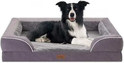 Comfort Expression Large Dog Beds Waterproof Comfy Pet Bed for Dogs Sofa, Orthopedic Foam Dog Beds with Washable Removable Cover &amp; Non-Slip Bottom(Large,Purple)