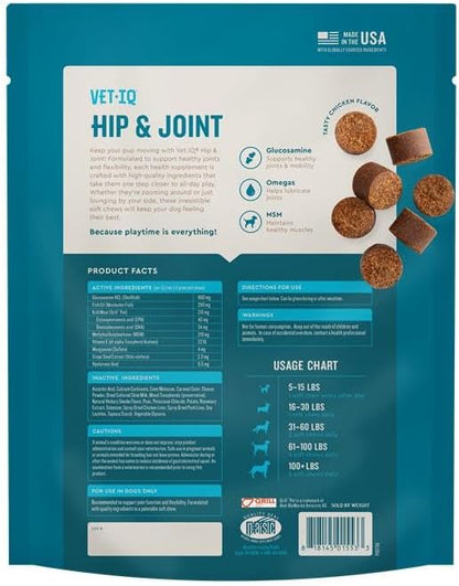 VetIQ Glucosamine Hip &amp; Joint Supplement for Dogs, 180 Soft Chews, Dog Joint Support Supplement with MSM and Krill, Dog Health Supplies Large &amp; Small Breed, Chicken Flavored Chewables