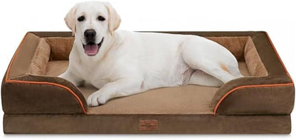 Comfort Expression Jumbo Dog Bed for Extra Large Dogs, Waterproof Orthopedic Dog Beds, PV Washable Sofa Bed, Large Breed Dogs Beds with Removable Cover &amp; Non-Slip Bottom(Jumbo,Brown)