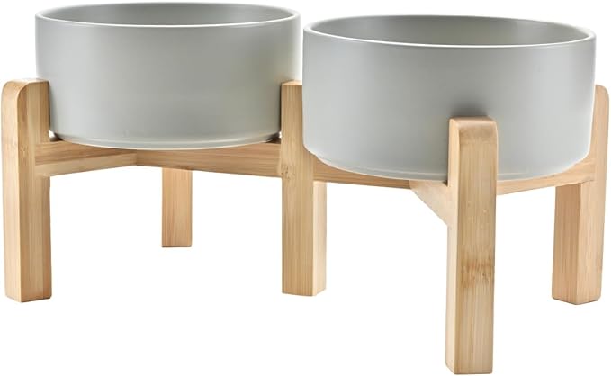 SPUNKYJUNKY Elevated Dog Bowls Ceramic, 6.1&
