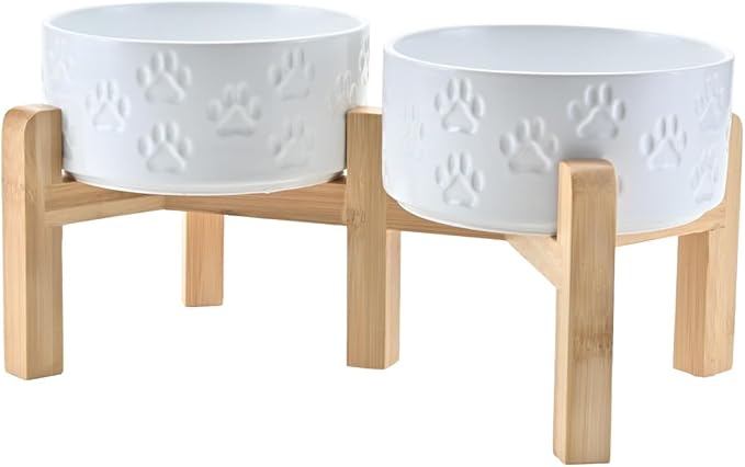 SPUNKYJUNKY Elevated Dog Bowls Ceramic, 6.1&