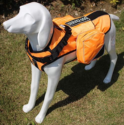 Serijoars Dog Vest Harnesses with Saddlebag Backpack for Camping &amp; Travel - Reflective Hound Hiking Backpack Saddle Bag - Lightweight Vest Harness for Medium &amp; Large Dogs (Orange, M)