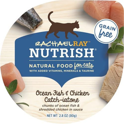 Nutrish Rachael Ray Grain Free Wet Cat Food Ocean Fish &amp; Chicken Catch-iatore, 2.8 oz. Cup, 24 Count