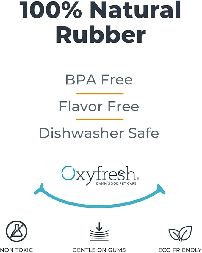 Oxyfresh Dog Dental Chew Toy - Best Durable Rubber Dog Toy &amp; Puppy Teething Toy - Helps Remove Plaque, Cleans Teeth &amp; Freshens Breath Without Brushing (Small)