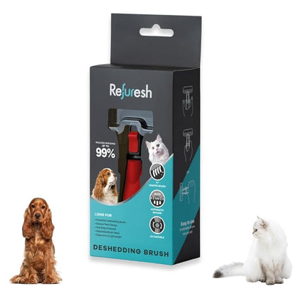 Deshedding Dog Brush for Long Hair (Small,Red) – Gentle Deshedding tool for Dogs &amp; Cats – Reduces shedding, without damaging topcoat. Removes Loose Fur &amp; Dead Undercoat.