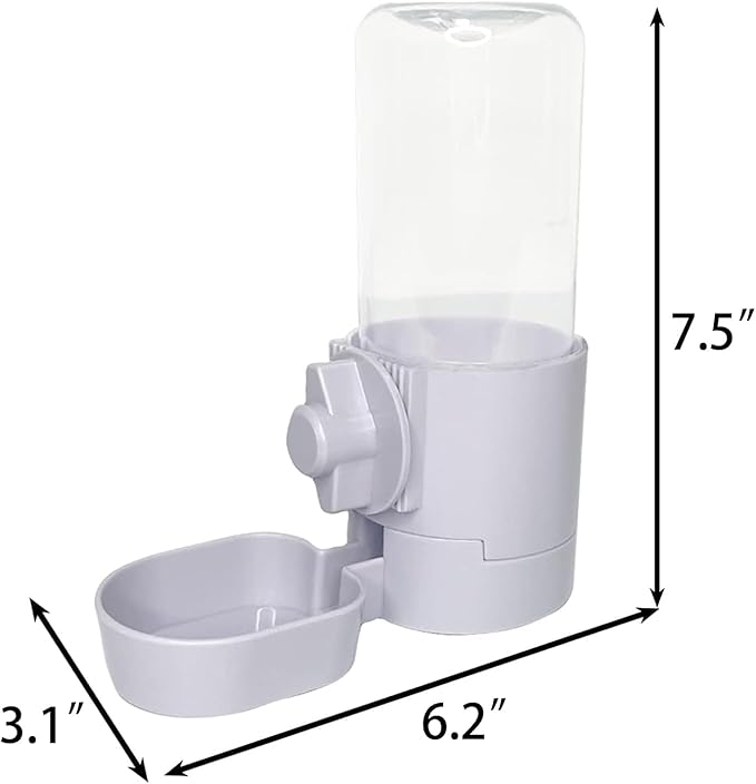 kathson 2Pcs Rabbit Water Bottle 17 OZ Bunny Hanging Water Fountain Automatic Guinea Pig Water Dispenser No Leak Drinking Feeder for Bunny Chinchilla Hamsters Cat Dog Small Animals(Grey)