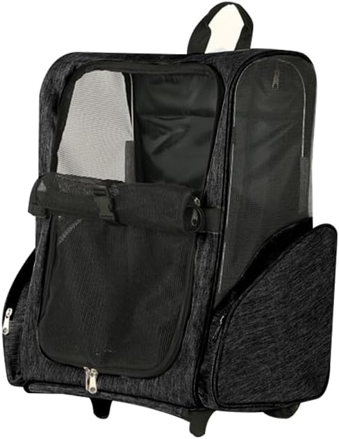 Pet Trolley Bag Cat Dog Travel Bag Portable &amp; Breathable Pet Carrier Backpack - Lightweight Dual-Shoulder Design for Easy Travel with Your Beloved Companion Scalable Pull Rod pet Bag (Black)