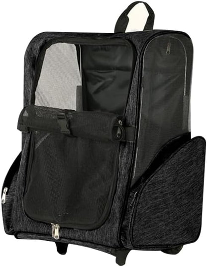 Pet Trolley Bag Cat Dog Travel Bag Portable &amp; Breathable Pet Carrier Backpack - Lightweight Dual-Shoulder Design for Easy Travel with Your Beloved Companion Scalable Pull Rod pet Bag (Black)