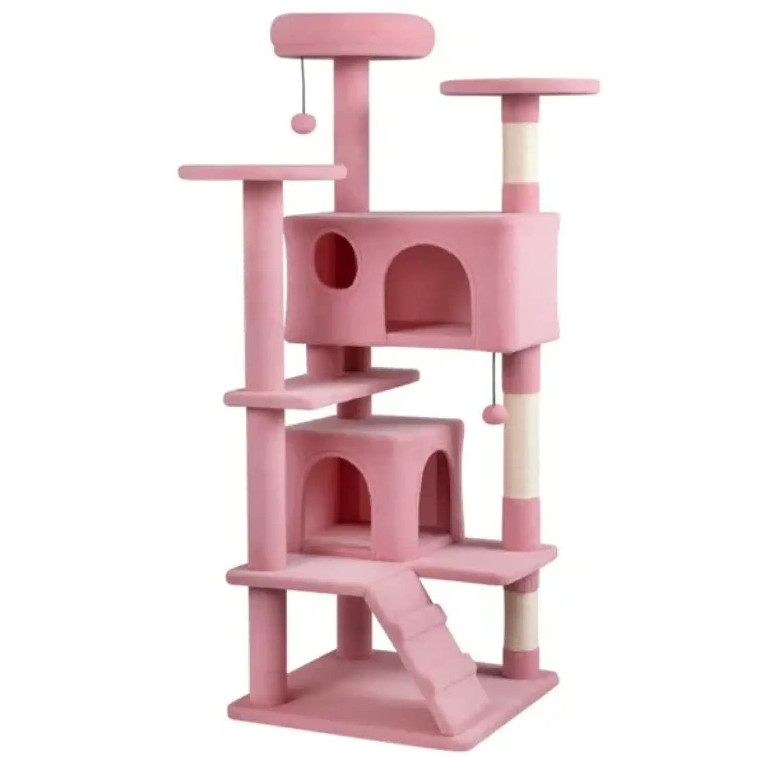52 Inch Pink Cat Tree Tower with Condos and Perches