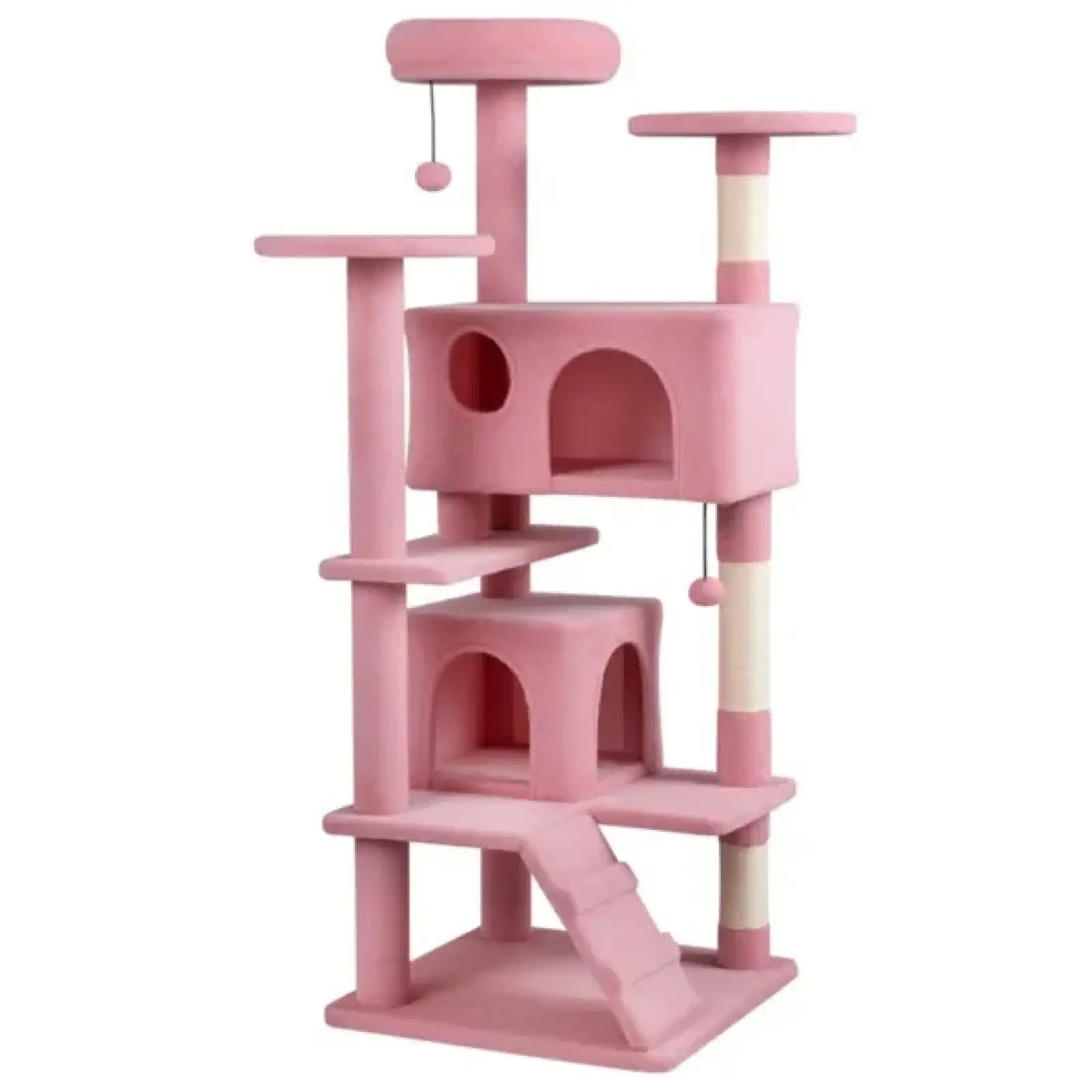 52 Inch Pink Cat Tree Tower with Condos and Perches