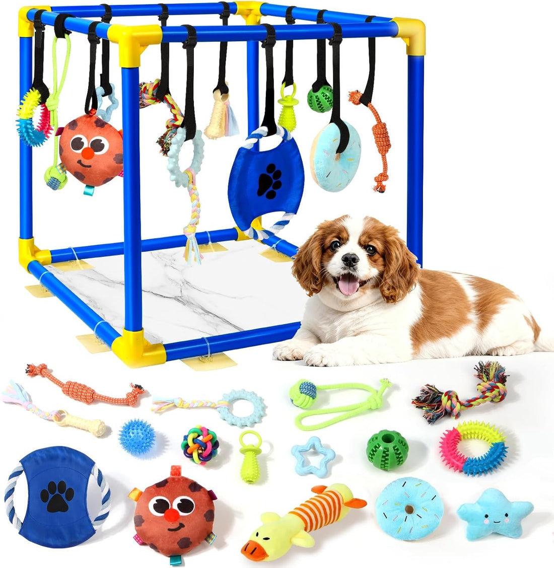 Interactive Puppy Play Gym with 16 Toys Dog Enrichment Activity Center