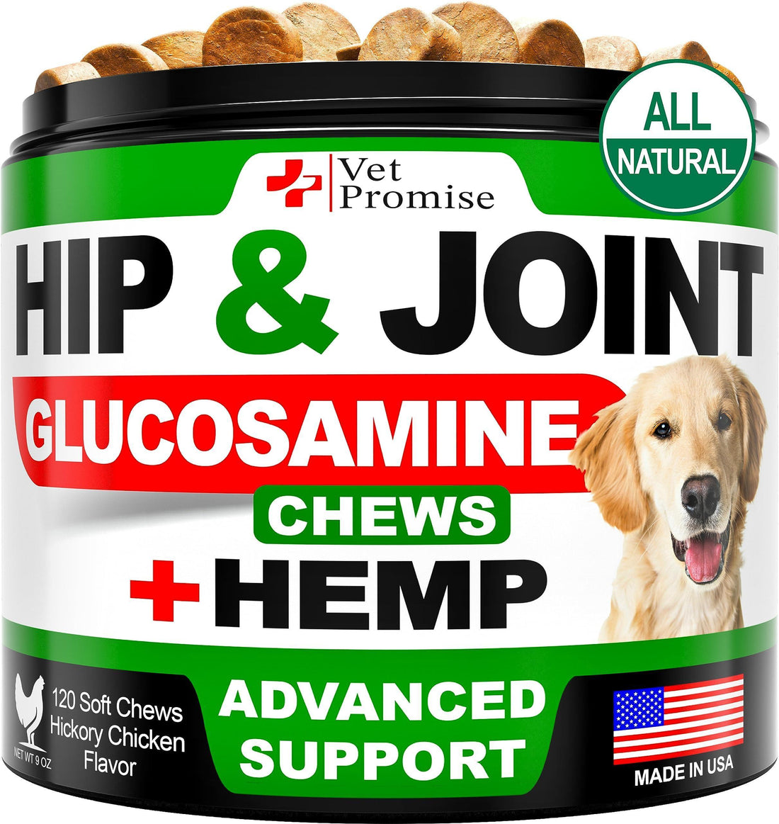 Hemp Hip &amp; Joint Supplement for Dogs Glucosamine 120 Chews