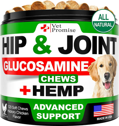 Hemp Hip &amp; Joint Supplement for Dogs Glucosamine 120 Chews