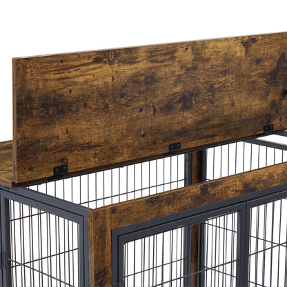 Furniture Dog Cage Crate with Double Doors, Rustic Brown, 38.58&