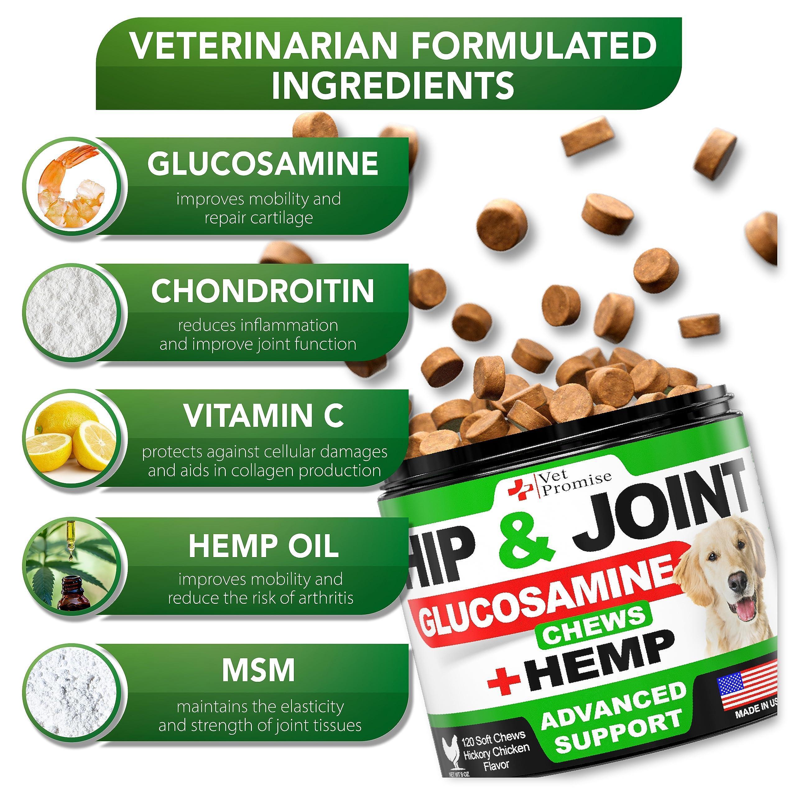 Hemp Hip &amp; Joint Supplement for Dogs Glucosamine 120 Chews