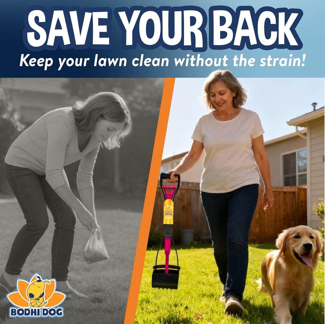 Dog Pooper Scooper Kit with Waste Bags &amp; Holder Long Handle Cleanup Set