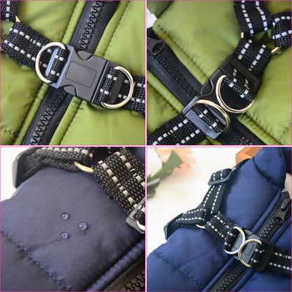 Waterproof Dog Coat with Harness — 7 Colors, Sizes XS–4XL