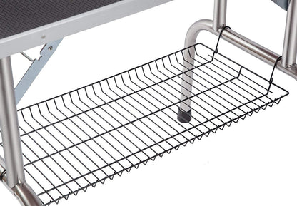 Professional Dog Grooming Table Large Adjustable Heavy Duty Portable with Arm and Noose Mesh Tray in Black Stainless Steel