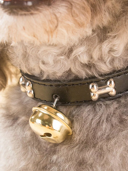 Leather Pet Collar with Bell