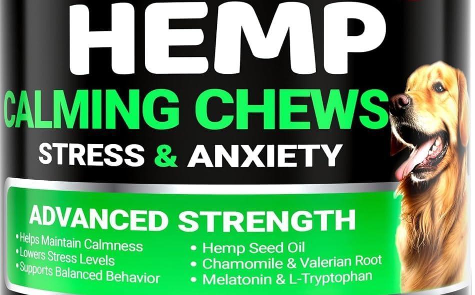 Hemp Calming Chews for Dogs 240 Count Anxiety Relief Melatonin &amp; Chamomile