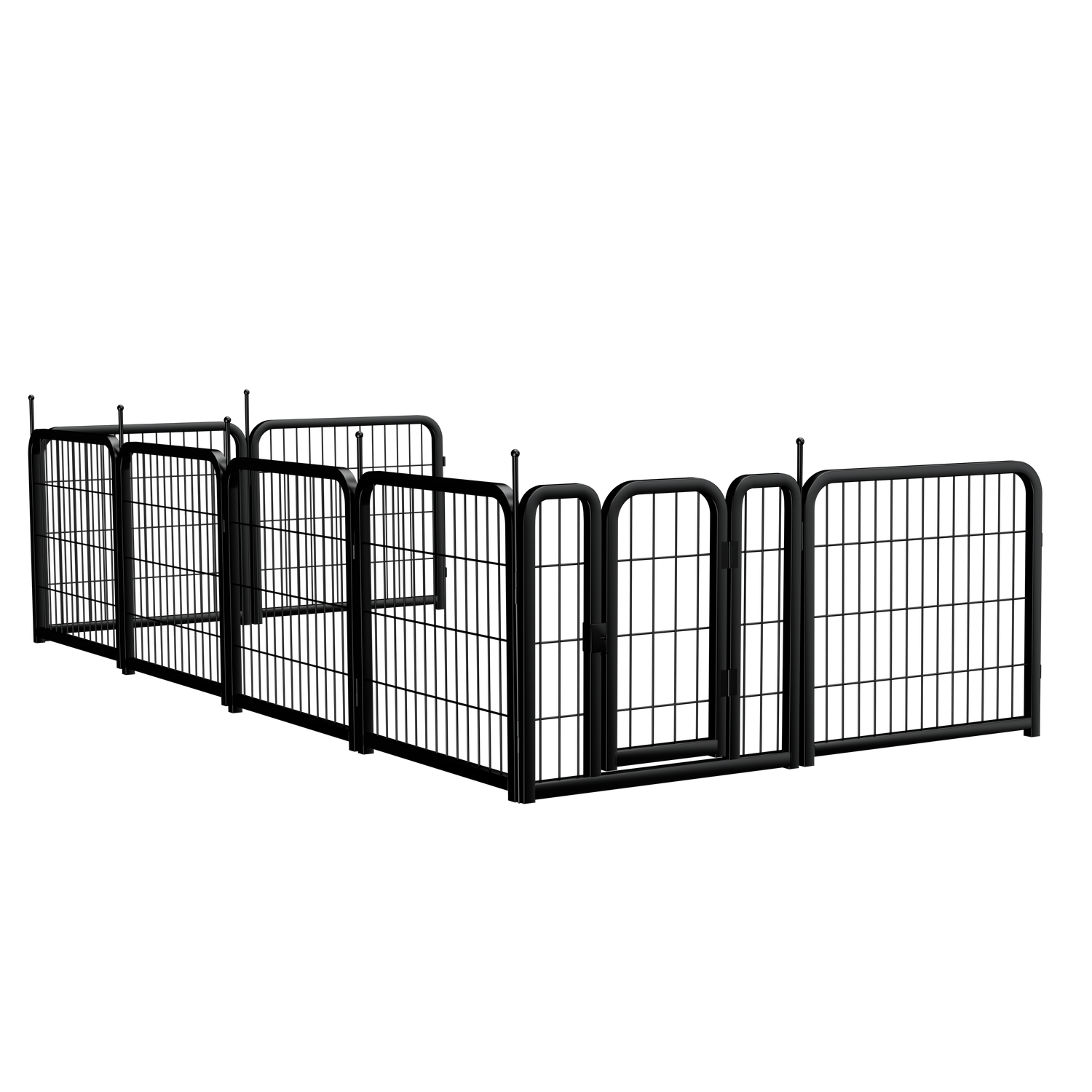 Outdoor dog fence, 8-piece board dog fence. 31 inch portable pet sports fence. Black, 26.3 inches wide x 31.5 inches high.
