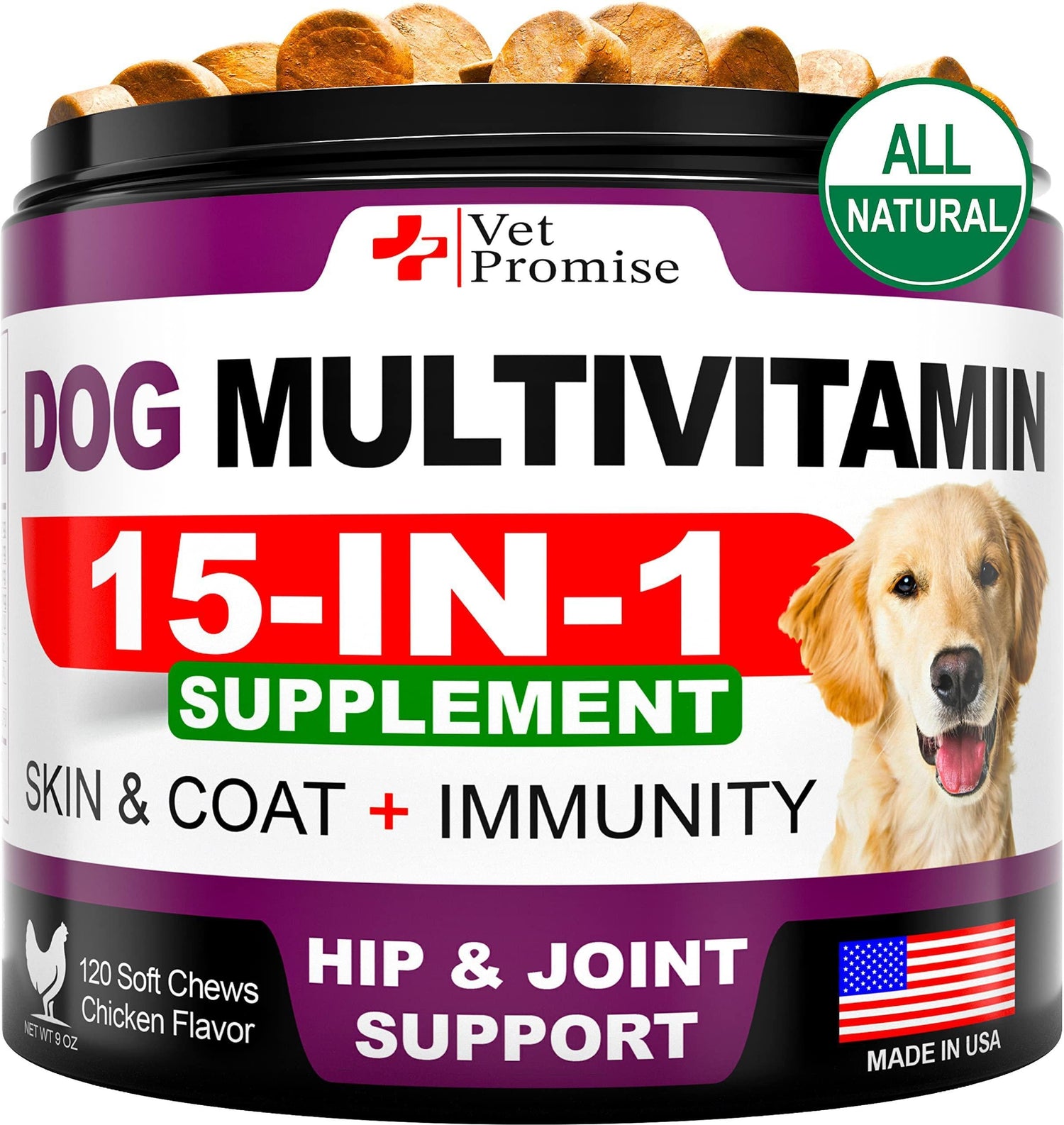Dog Multivitamin Chews with Glucosamine 120 Count Joint Immune &amp; Mobility