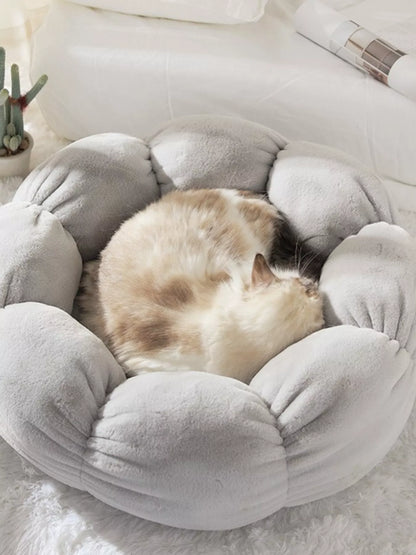 Round Plush Pet Nest with Cloud Pillow