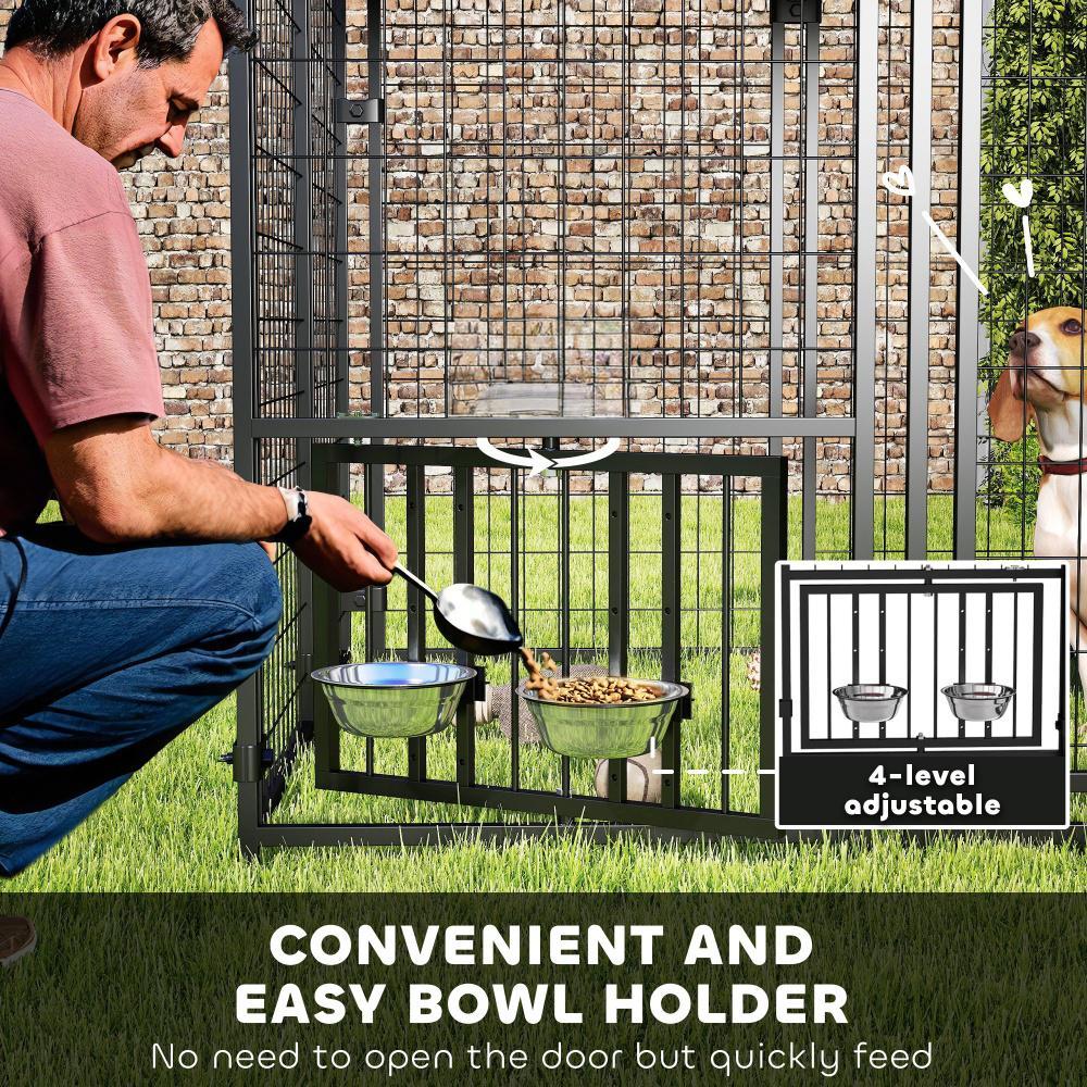 Welded Wire Outdoor Dog Kennel, Waterproof Cover, 4.6x4.6x5 Feet
