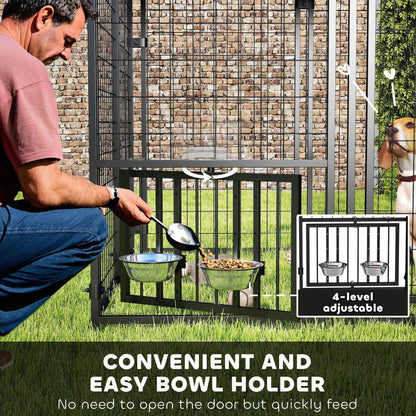 Welded Wire Outdoor Dog Kennel, Waterproof Cover, 4.6x4.6x5 Feet