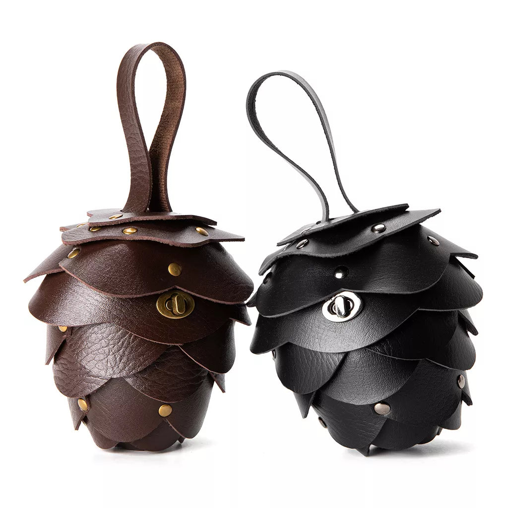 Acorn-Shaped Leather Petal Decor Pouch Bag