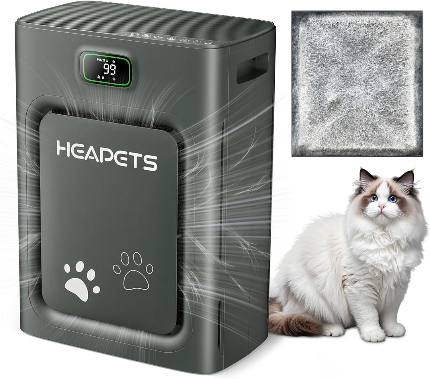 Pet Air Purifier with HEPA Filter Odor Control for Dogs &amp; Cats