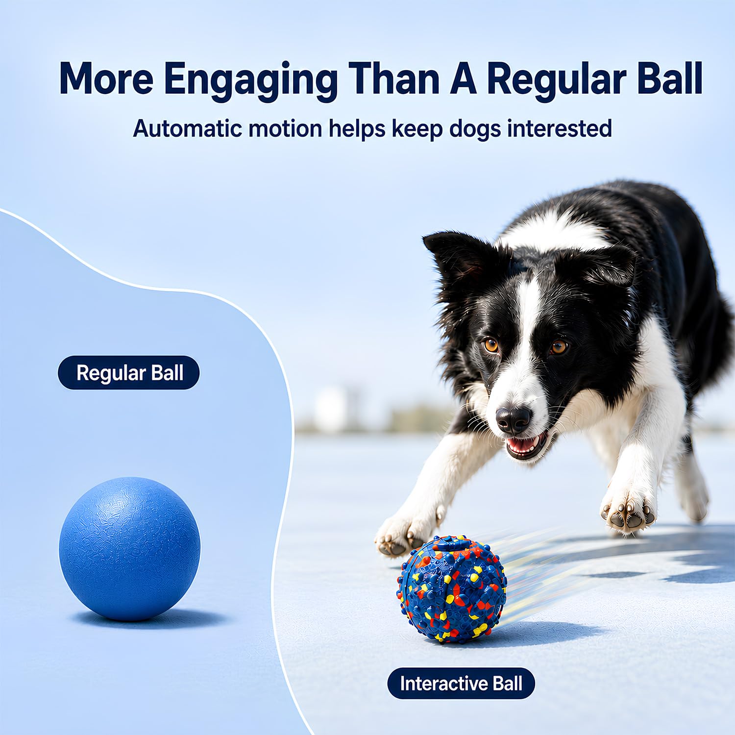 Smart Interactive Dog Toys For Large Dogs, 3.1 Inch Auto Lightweight Moving Dog Toy, Chew-Resistant E-TPU Interactive Dog Ball, IP54 Waterproof, USB-C Rechargeable, Indoor &amp; Outdoor