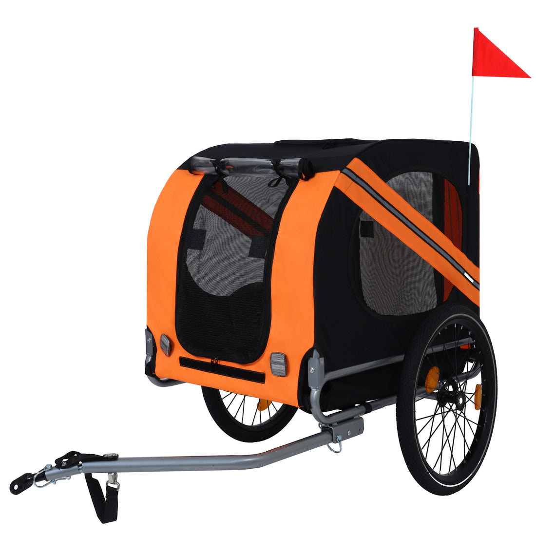Large Folding Bike Trailer for Dogs – 66LB Capacity All-Terrain Pet Carrier, Durable Steel Frame for Cycling, Jogging, Camping &amp; Outdoor Adventures, Black-Orange