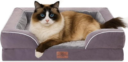 Comfort Expression Small Dog Beds Waterproof Cat Beds Orthopedic Foam Sofa Beds for Small Dogs Comfy Pet Bed with Washable Removable Cover &amp; Non-Slip Bottom(XX-Small,Purple)