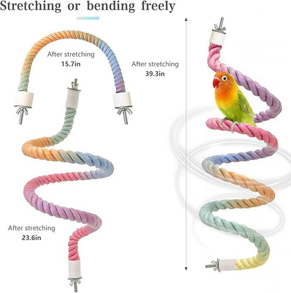 3pcs Gradient Colorful Bird Rope Perch Stand,Bird Cage Climbing Rope Toys Accessories,Bendable Climbing,Parakeet Lovebirds Cockatiels Budgies Play (15.7&