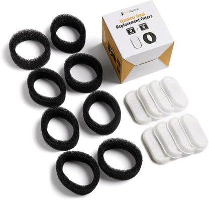 Cat Water Fountain Filters for 108oz/3.2L… (4 Month Supply: 8 Filters &amp; 8 Sponges), White, SSF246