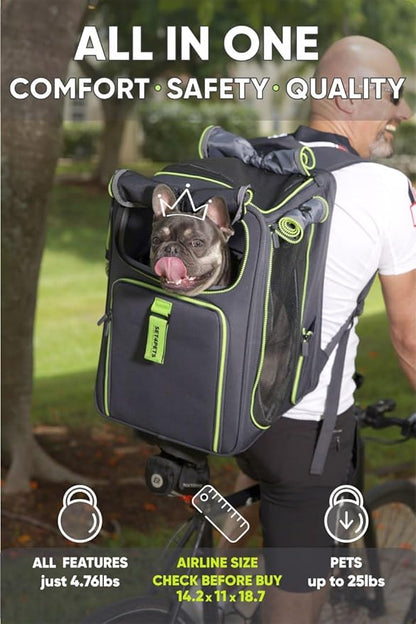 Cat Backpack Carrier &amp; Dog Car Seat for Small Pets Up to 25 lbs - Expandable Cat Carrier Backpack with Safety Leash and Breathable Mesh - Waterproof for Travel - 3 in 1