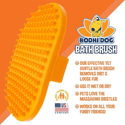 Bodhi Dog Shampoo Brush - Pet Grooming &amp; Bath Supplies for Dogs and Cats - Bath Brush for Long &amp; Short Hair - Premium Scrubber for Shower, Bathing &amp; Massage (One Pack, Orange)