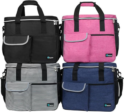 PetAmi Dog Travel Bag - Organizer with Food Container, Bowls &amp; Accessories for Weekend Camping, Cat Diaper Bag (Black, Large)