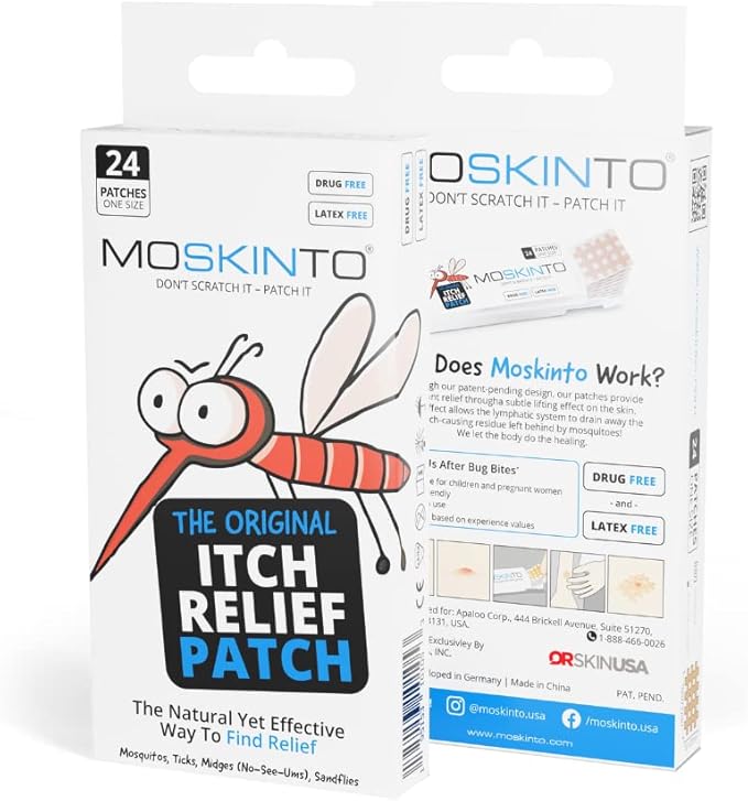 Moskinto The Original Itch Relief Patch, Mosquito Bite Patches for Kids and Adults, Instant Relief Natural Patches for Bug Bites, Travel Pack + Family Pack, Nude &amp; Colorful Patches, 66 Count
