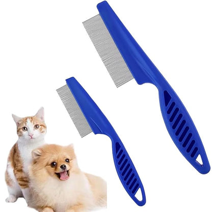 Pet Hair Comb, 2-in-1 Multifunctional Stainless Steel Pet Grooming Comb for Dog and Cat for Flea, Tear Stain Removal, and Dehairing Dogs and Cats&