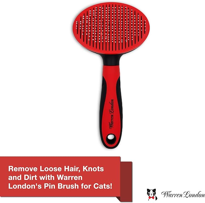 Warren London Cat Detangler Spray Bundle with Pin Brush for Matted Hair | Leave in Conditioner Pet Detangling Spray That Demattes &amp; Refreshes | 8oz w/Pin Brush