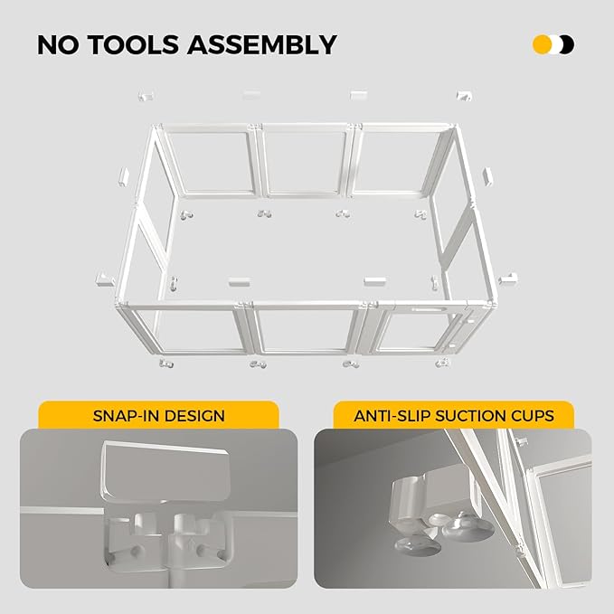 30.3“H 2PCS Extension Kit - Door+Panel, T-Buckles for Compartment, Expandable Clear Dog Play Pen Acrylic Dog Playpen Indoor,for Puppy Cat Bunny Small &amp; Medium Dogs (White, 30.3" H, 2PCS)