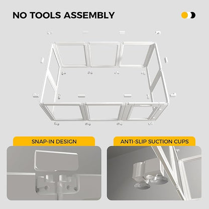 30.3“H 2PCS Extension Kit - Door+Panel, T-Buckles for Compartment, Expandable Clear Dog Play Pen Acrylic Dog Playpen Indoor,for Puppy Cat Bunny Small &amp; Medium Dogs (White, 30.3" H, 2PCS)