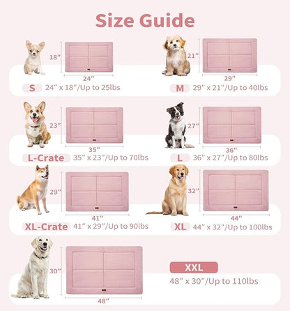 MADE 4 PETS Dog Crate Pad Bed for Large Dogs, Washable &amp; Reversible, Anti-Slip Kennel Mat for Cozy Sleeping, Soft Fluffy Dog Bed for Indoor &amp; Outdoor Use, 36"x27", Pink