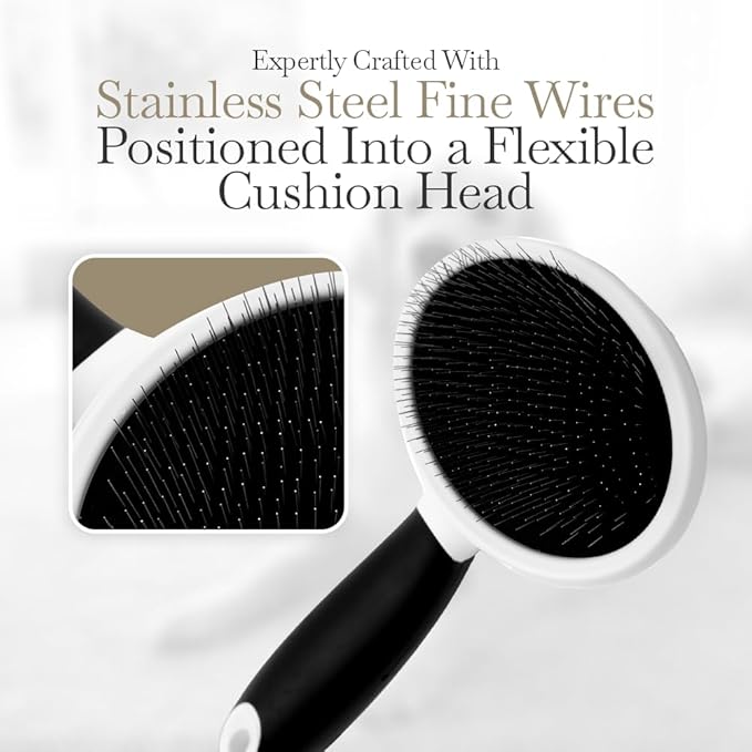 Fuller Brush Slicker Pet Brush - Angled Fine Steel Wires - Ergonomically Designed Rubberized Handle For Comfort &amp; Control - Remove Shedding &amp; Matted Hair - Tool For Grooming Dogs &amp; Cat