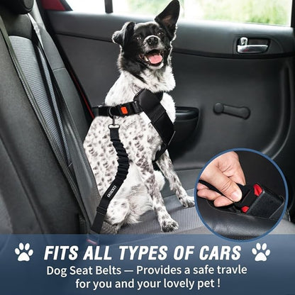 COOYOO Dog Seat Belt,Retractable Dog Car Harness Seat Belt for Car Adjustable Nylon Pet Safety Seat Belts Heavy Duty &amp; Elastic Bungee Buffer